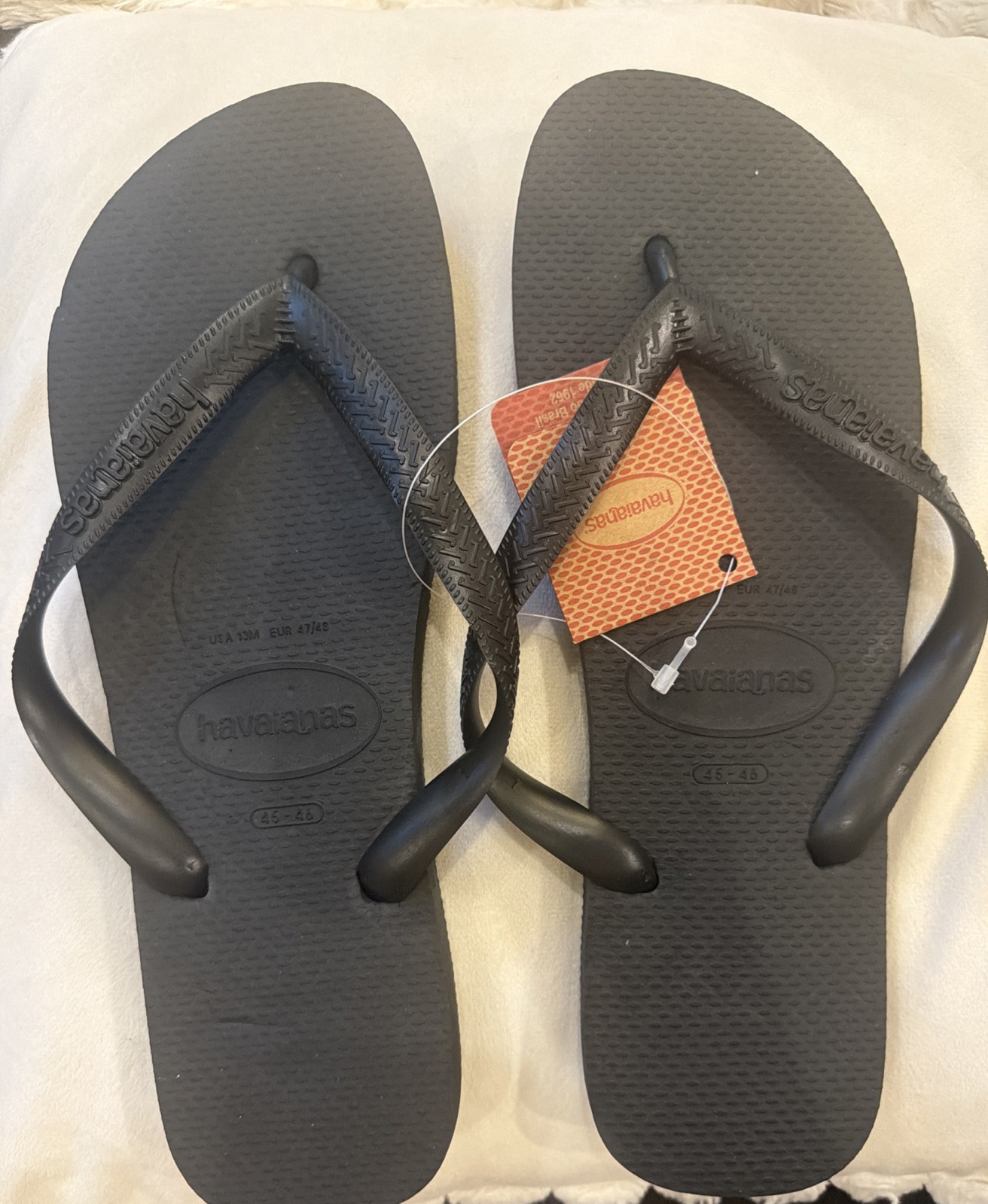 Havaianas Unisex Thong Flip Flop Sandals Black Slip On Rubber Size 13M