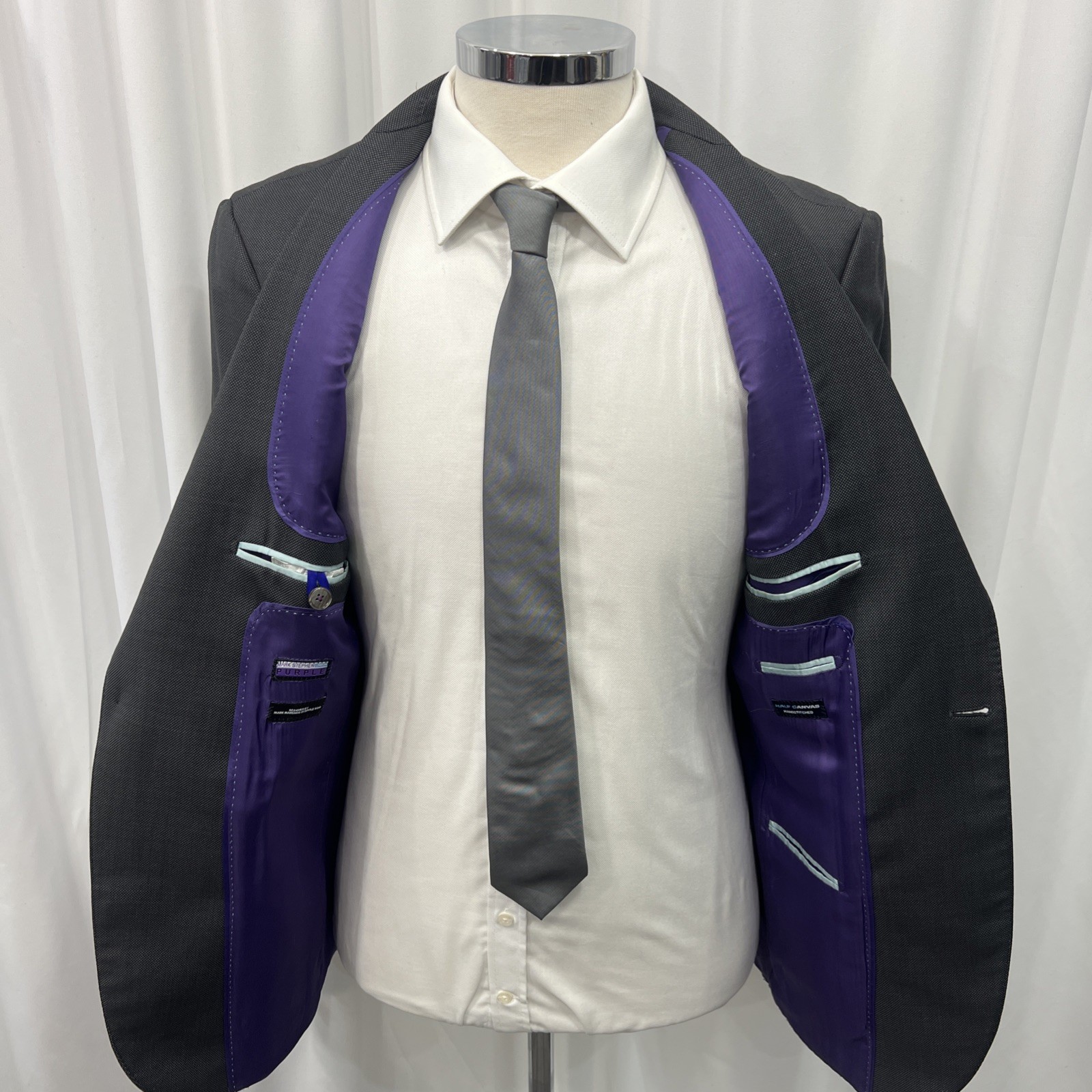 Mark Stephen London Men’s Italian Fabric Wool Suit – Slim Fit – C40L / W36 L32
