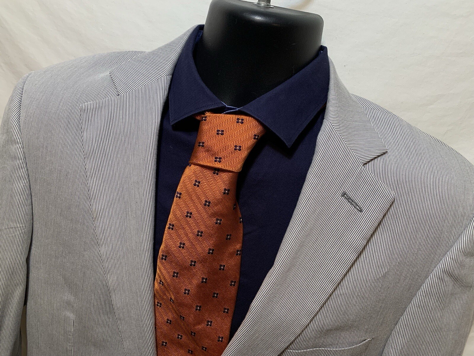 Pronto Uomo Regular Fit Blazer Mens 40R Blue Stripe Cotton Blend Sport coat