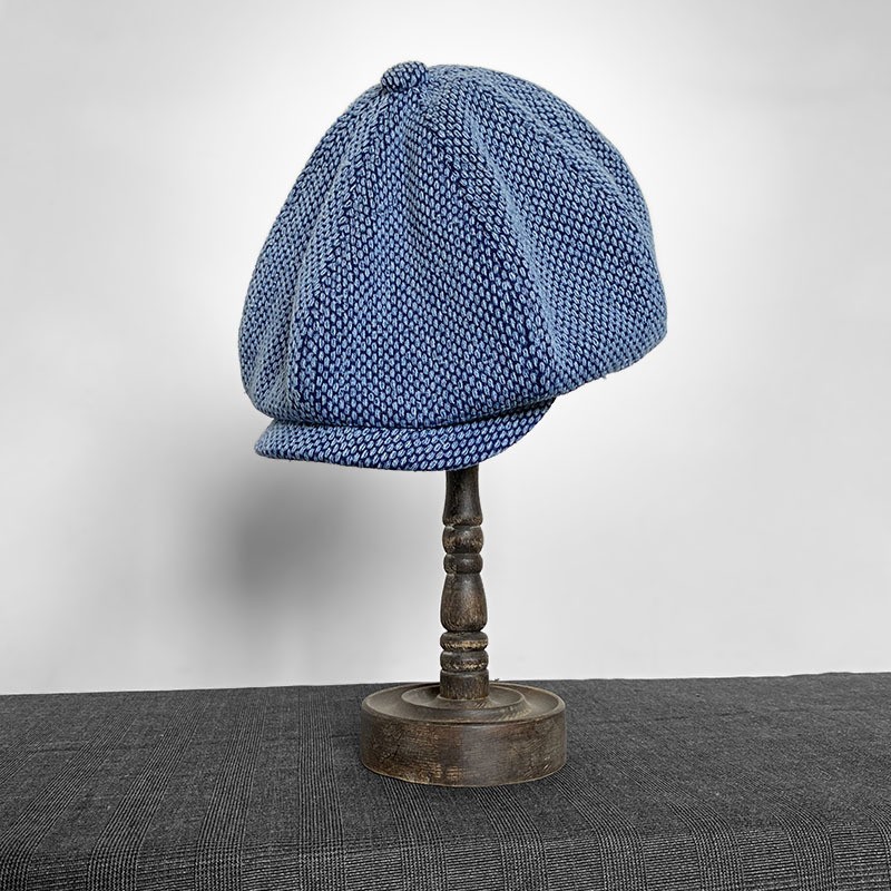 Denim blue octagonal breathable beret Japanese retro women fashion