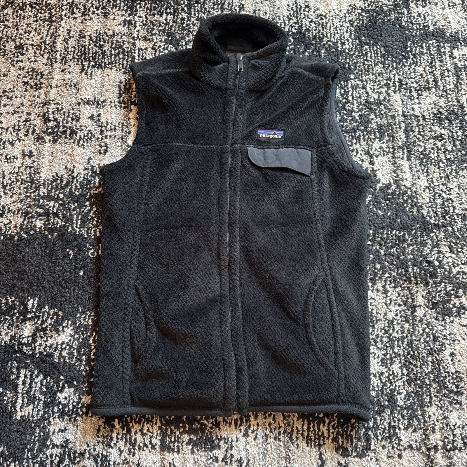 Women’s Fleece Patagonia Vest Black Chest Pocket Size Medium Pre-Owned