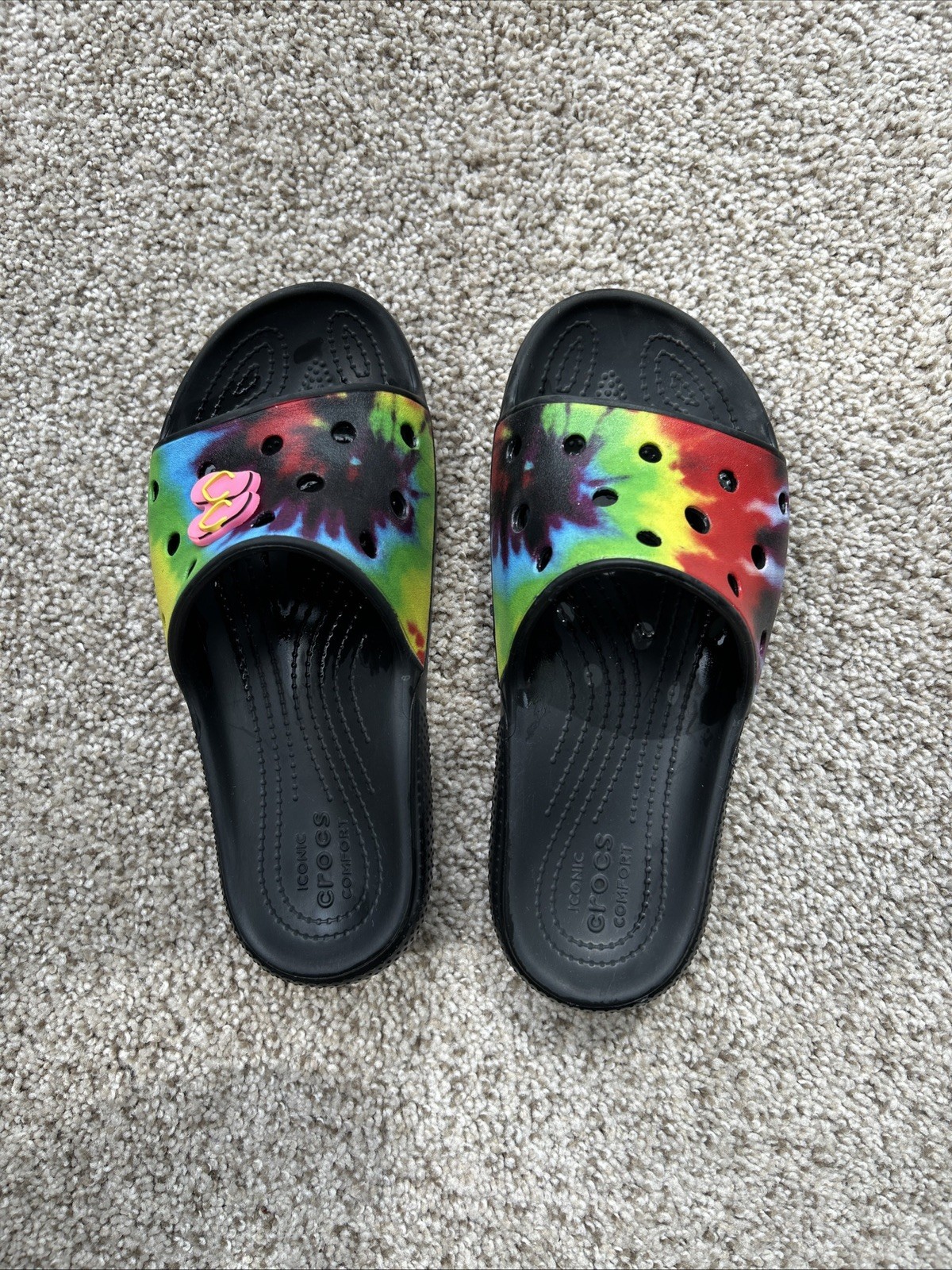 Crocs Rainbow Tie Dye W6 M4 Child 2-2.5 Slip On Slides Sandal Classic Unisex