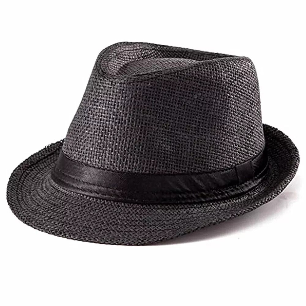 Unisex Straw Panama Hat Summer Beach Sun Short Brim Fedora Trilby Cuban Cap US