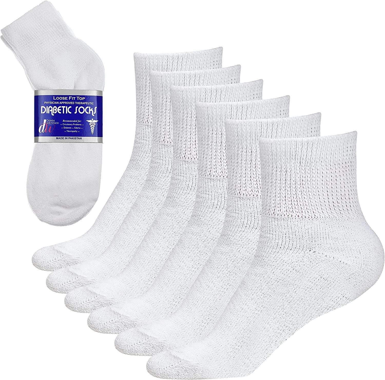 3-12 Pairs Men Circulatory Diabetic Health Ankle Quarter Cotton White Socks 9-15