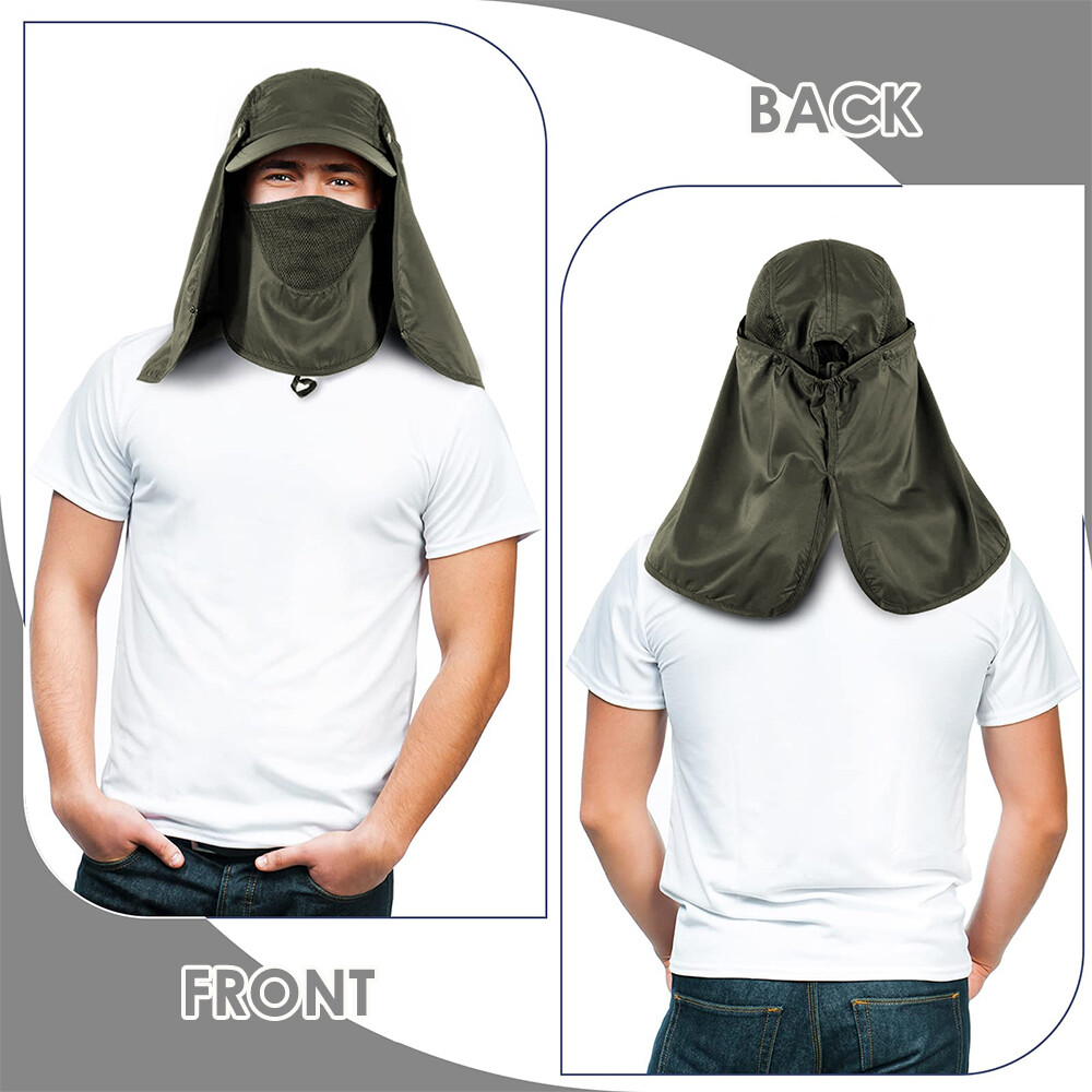 Unisex Sun Hat with Ear Neck Flap Face Cover Fishing Safari Cap UV Protection