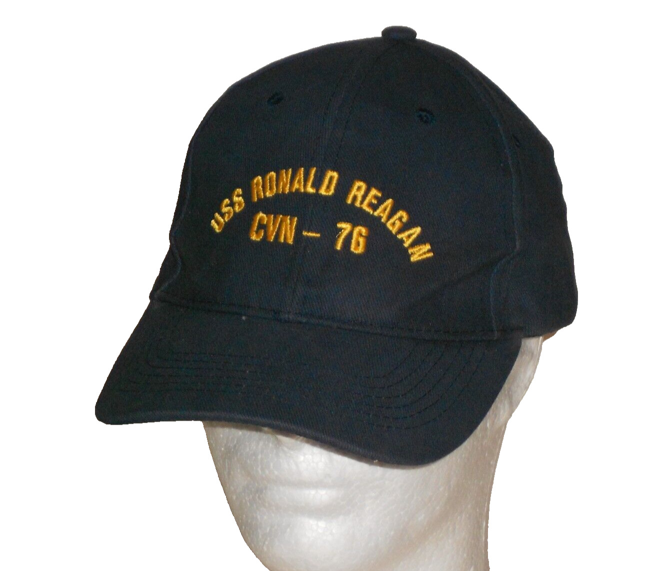 USS Ronald Reagan CVN-76 Cap One Size Adjustable Contact Strap Navy Blue Embroid
