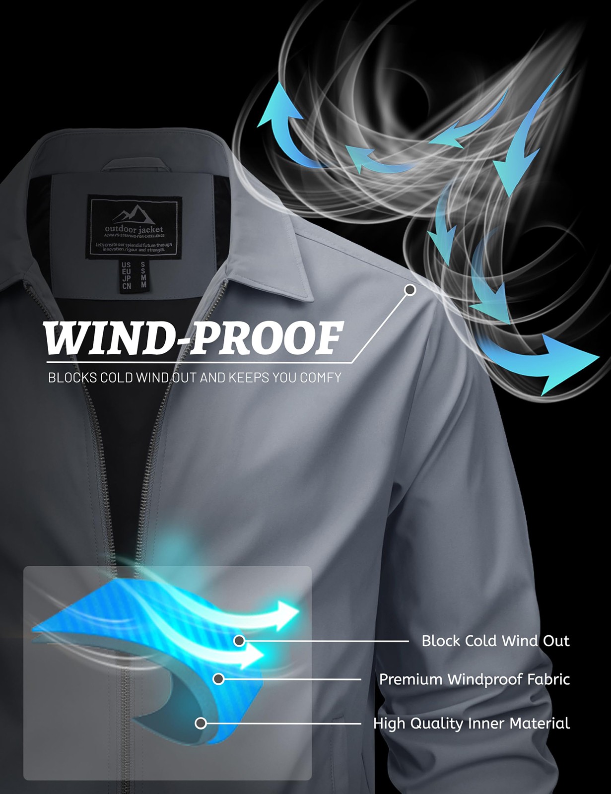 Men’s Thin Spring Jacket Full-Zip Lightweight Bomber Jacket Casual Track Coat US