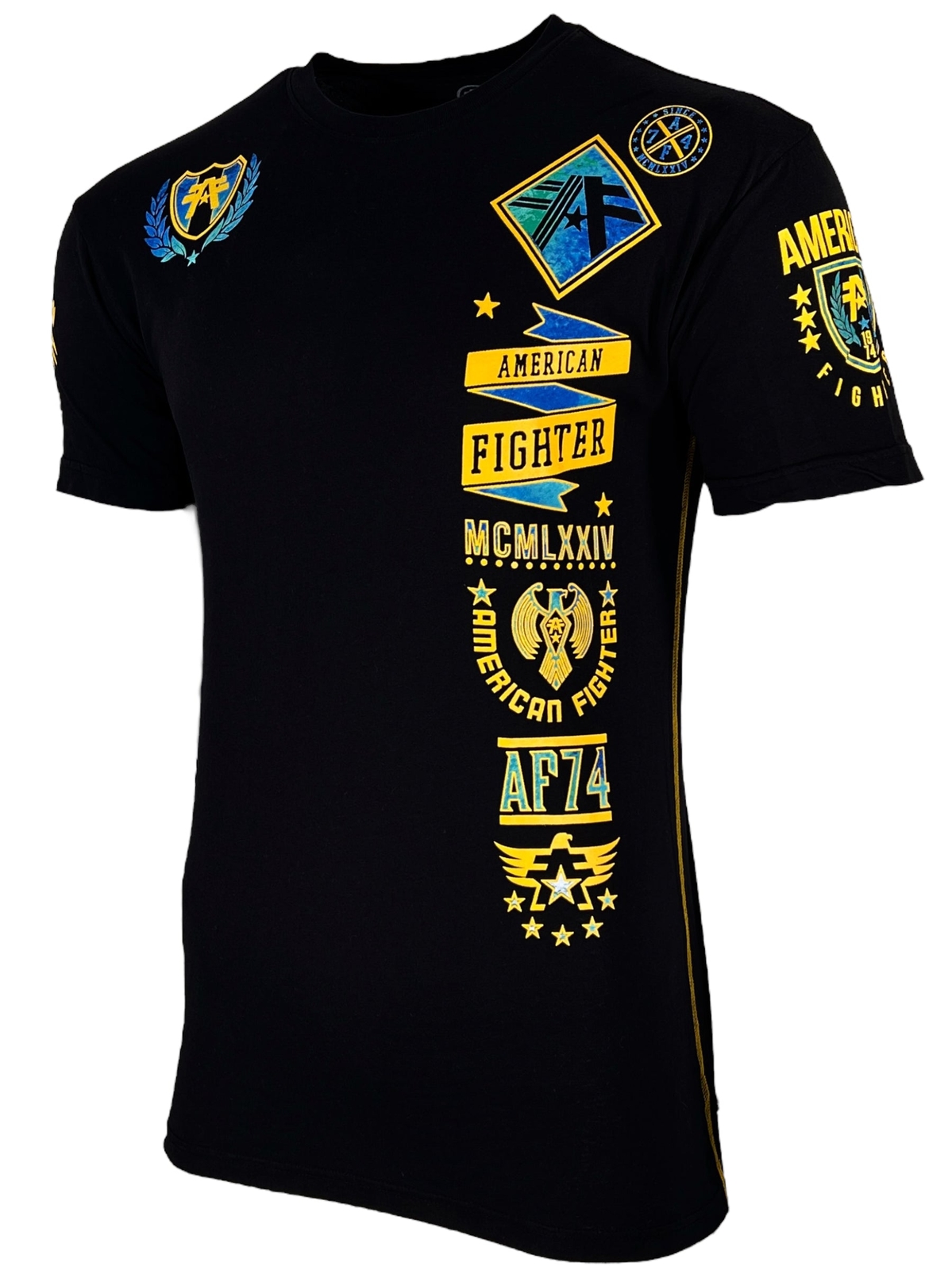 American Fighter Mens T-Shirt LANDER Athletic Biker GYM Black MMA