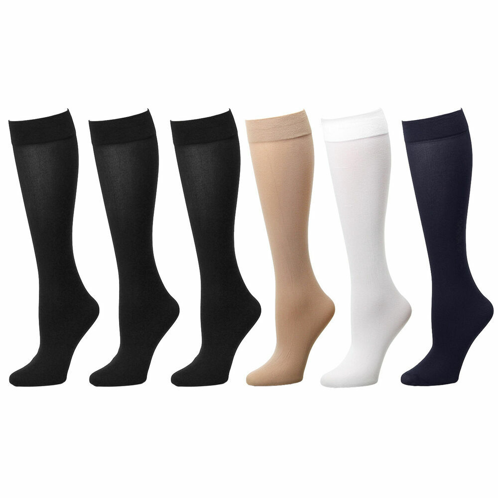 6-Pack Women Trouser Socks Stretchy Spandex Opaque Knee High Comfort Band