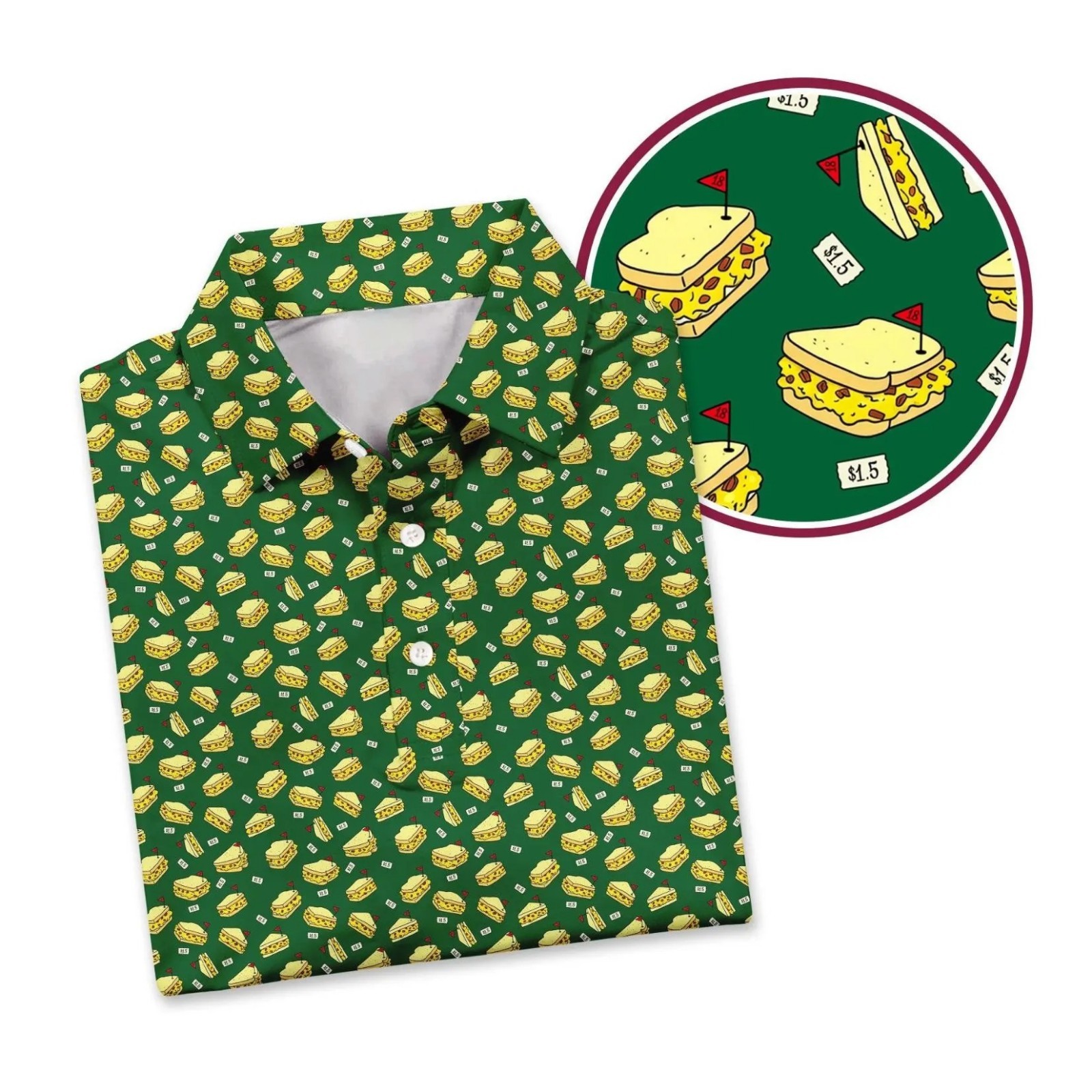 Pimento Cheese Sandwich Golf Polo Shirt, Style Golf Polo, Men Golf Outfit Shirt