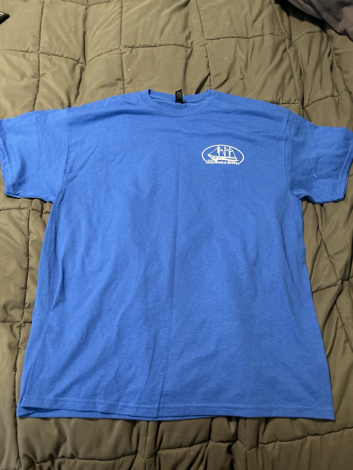 Gildan DryBlend Graphic Print Blue Men’s XL Crew Neck Short Sleeve T-Shirt