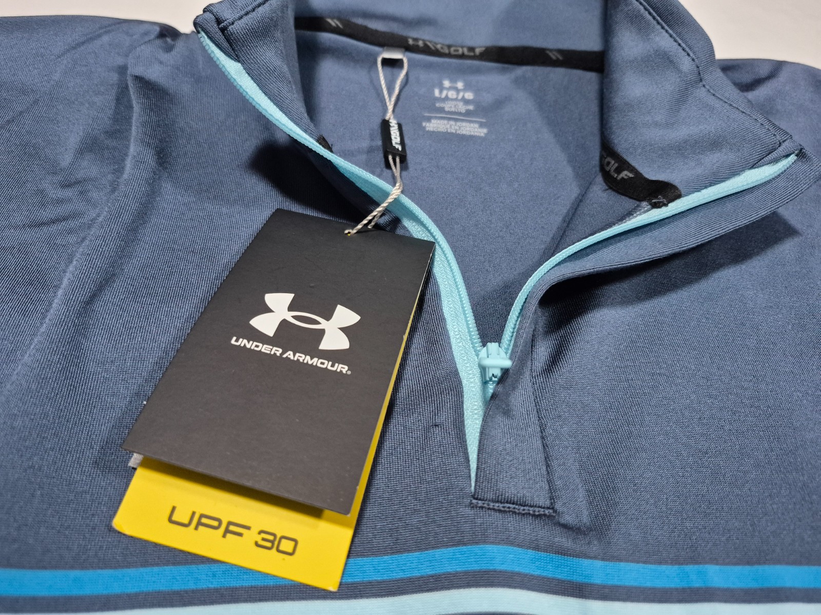 Under Armour Pullover Mens Blue Long Sleeve 1/4 Zip Golf UPF 50+ Top Loose