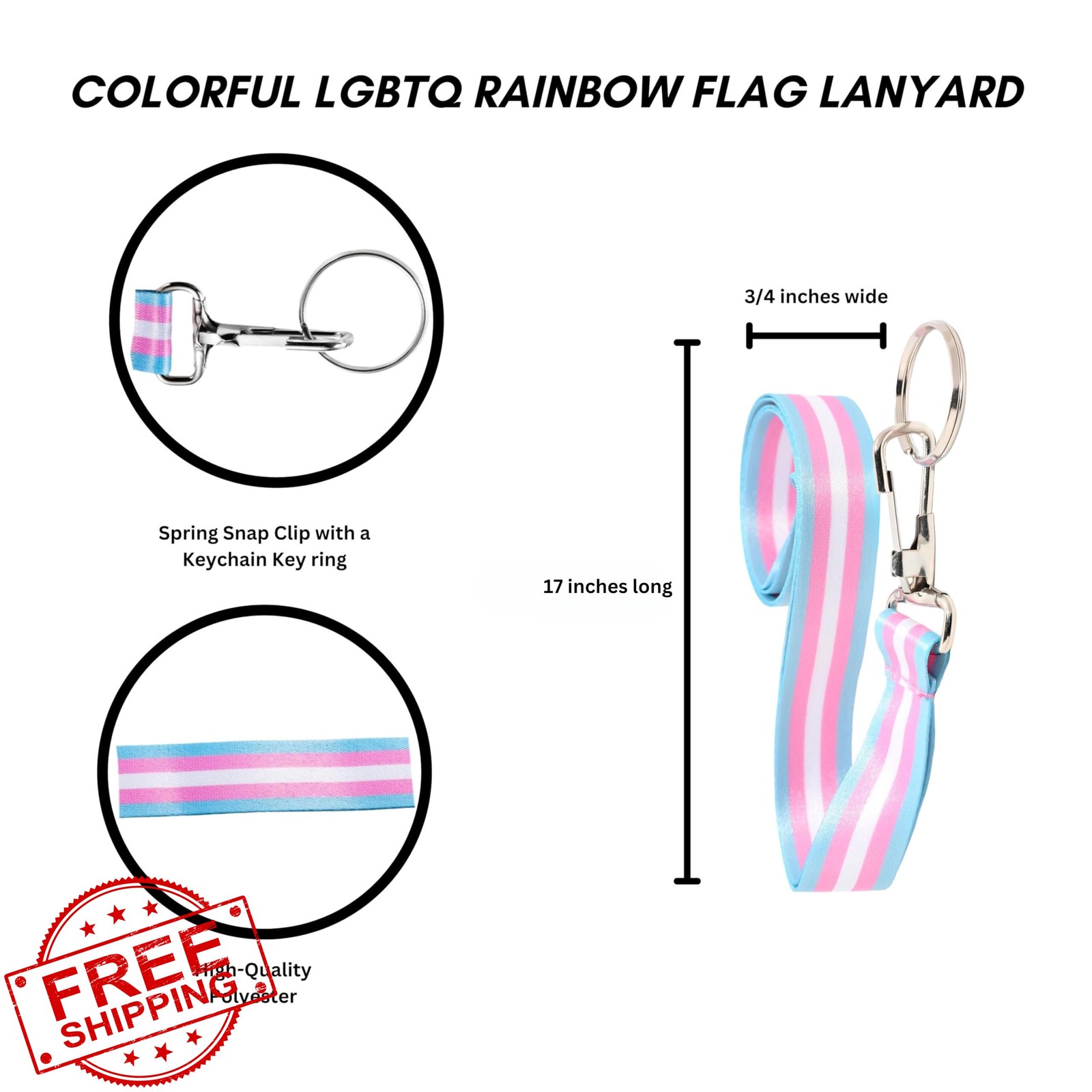 Fundraising For A Cause Transgender Flag Lanyard 1 pc