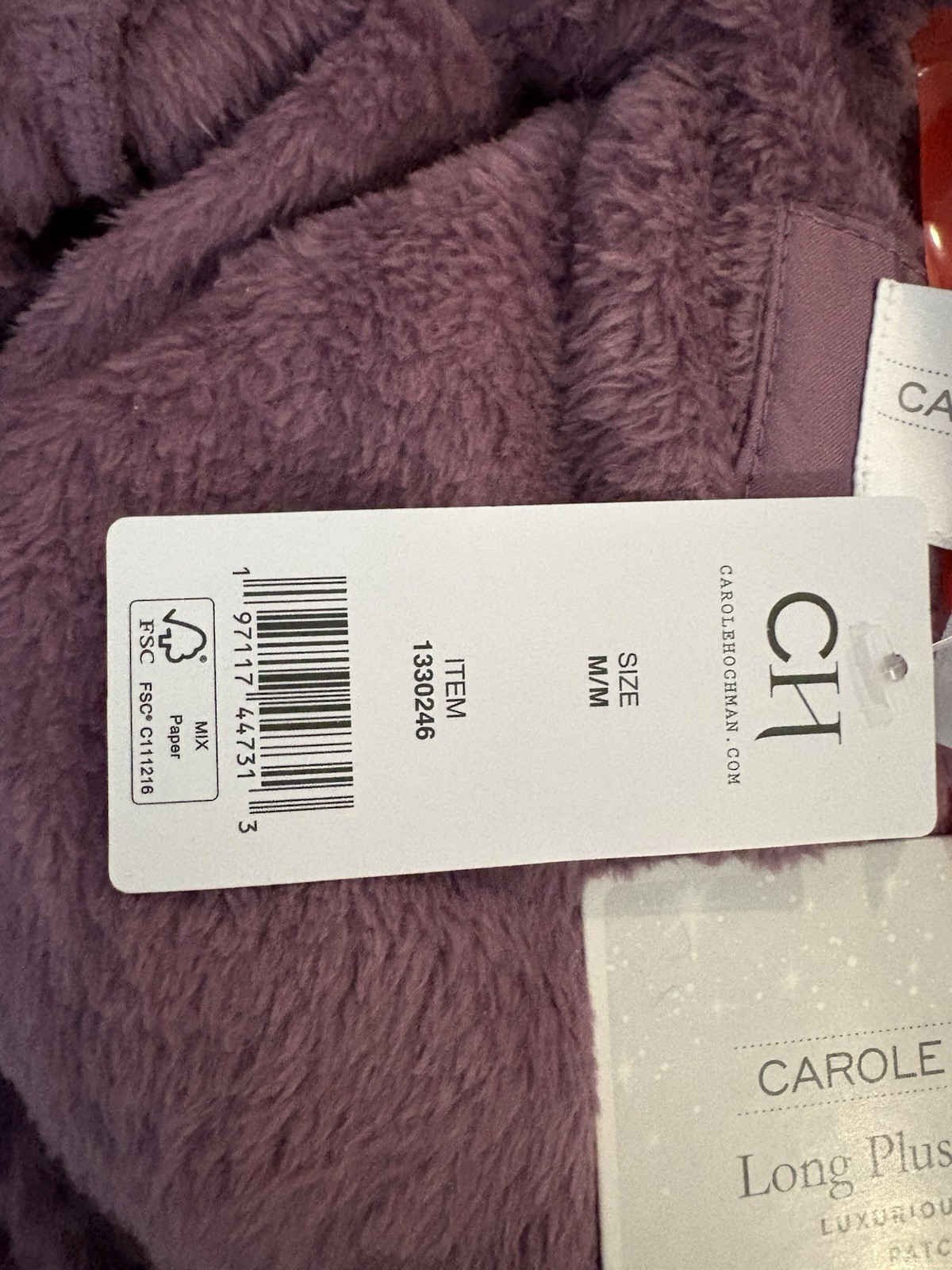 NWT Carole Hochman Long Plush Wrap Robe In Mauve/purple. Medium