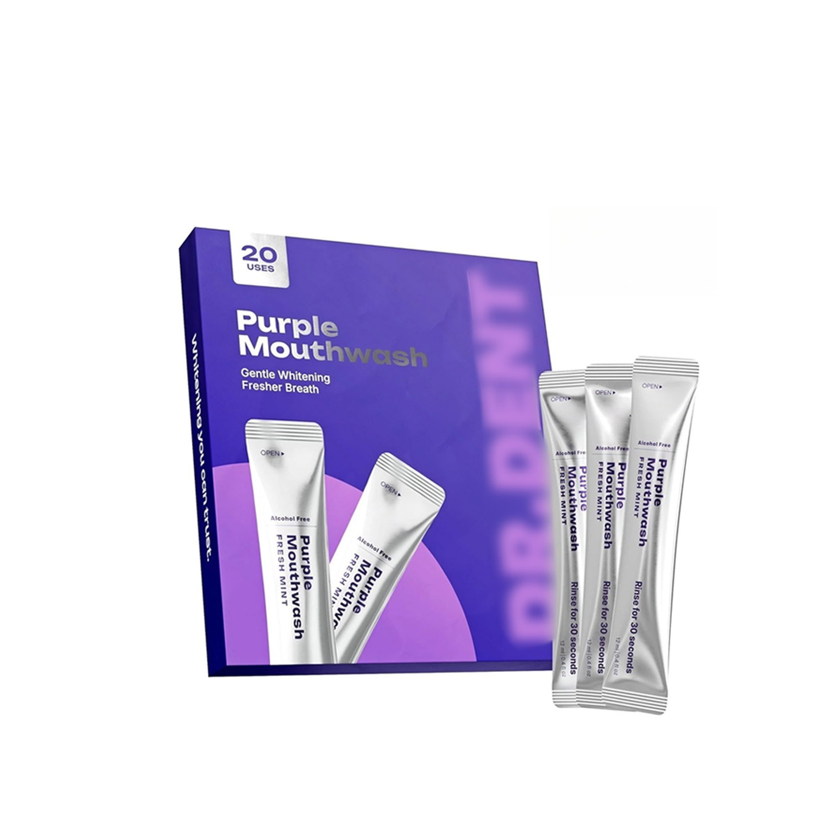 Purple Mouthwash for Teeth Whitening Mouthwash Sachets (20 Pack)