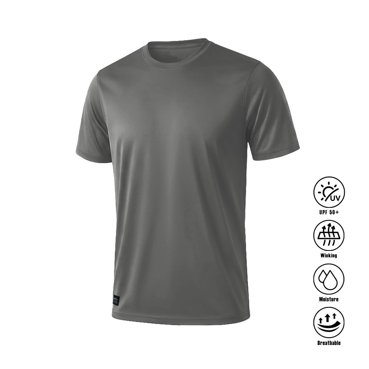 Quick Dry Athletic T-Shirt UPF50+ Moisture Wicking Crew Neck Short Sleeve