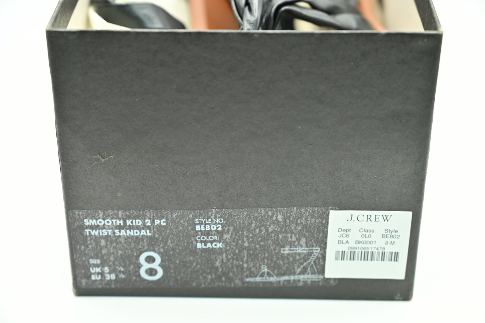 J.CREW WOMEN SIZE 8 BLACK SANDAL TWIST STRAP NEW WITH BOX