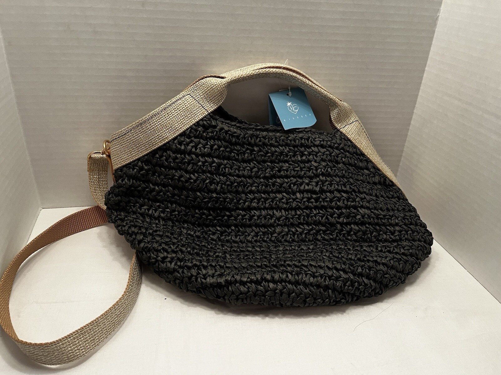 Kiss Sea Shoreline Creations Eco Friendly Black Crossbody Purse Gold Handle
