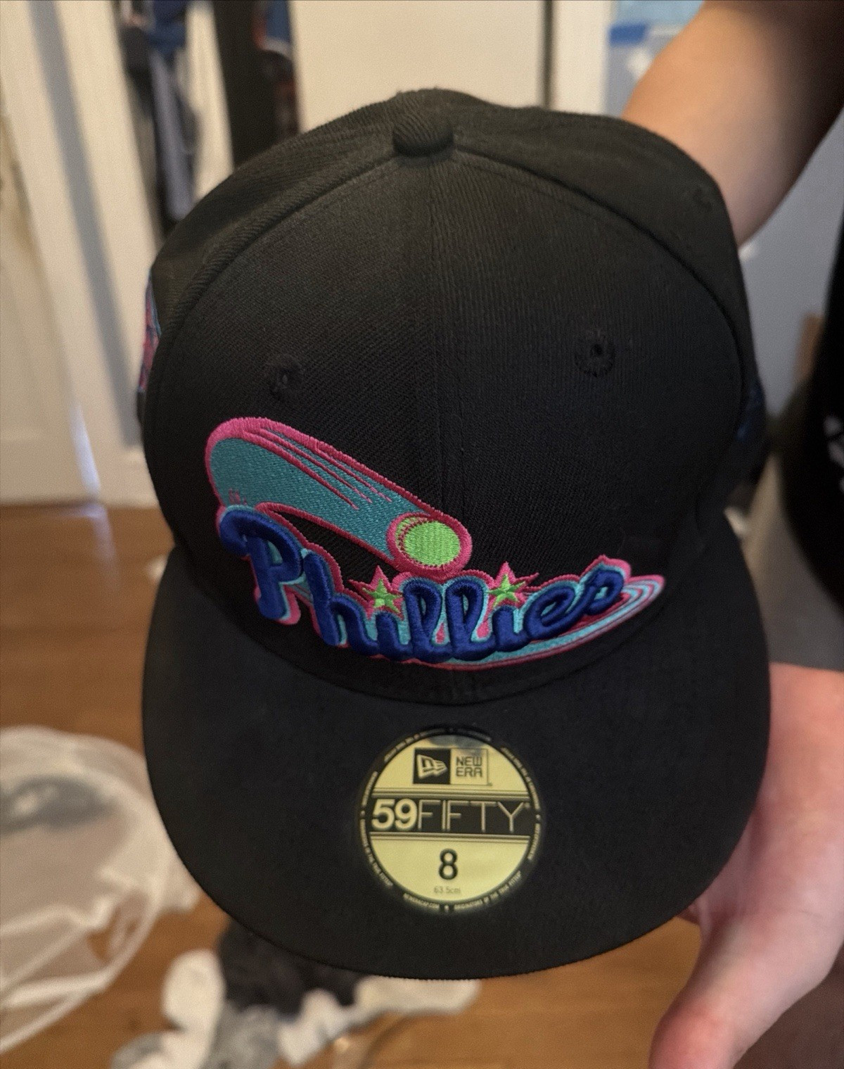 New Era 59FIFTY Philadelphia Phillies Black Men’s Fitted Baseball Cap Size 8