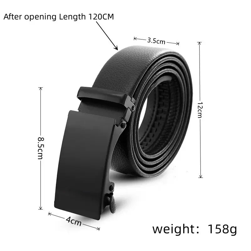 Genuine Leather Mens Ratchet Belt Belts For Men Adjustable Automatic Buckle