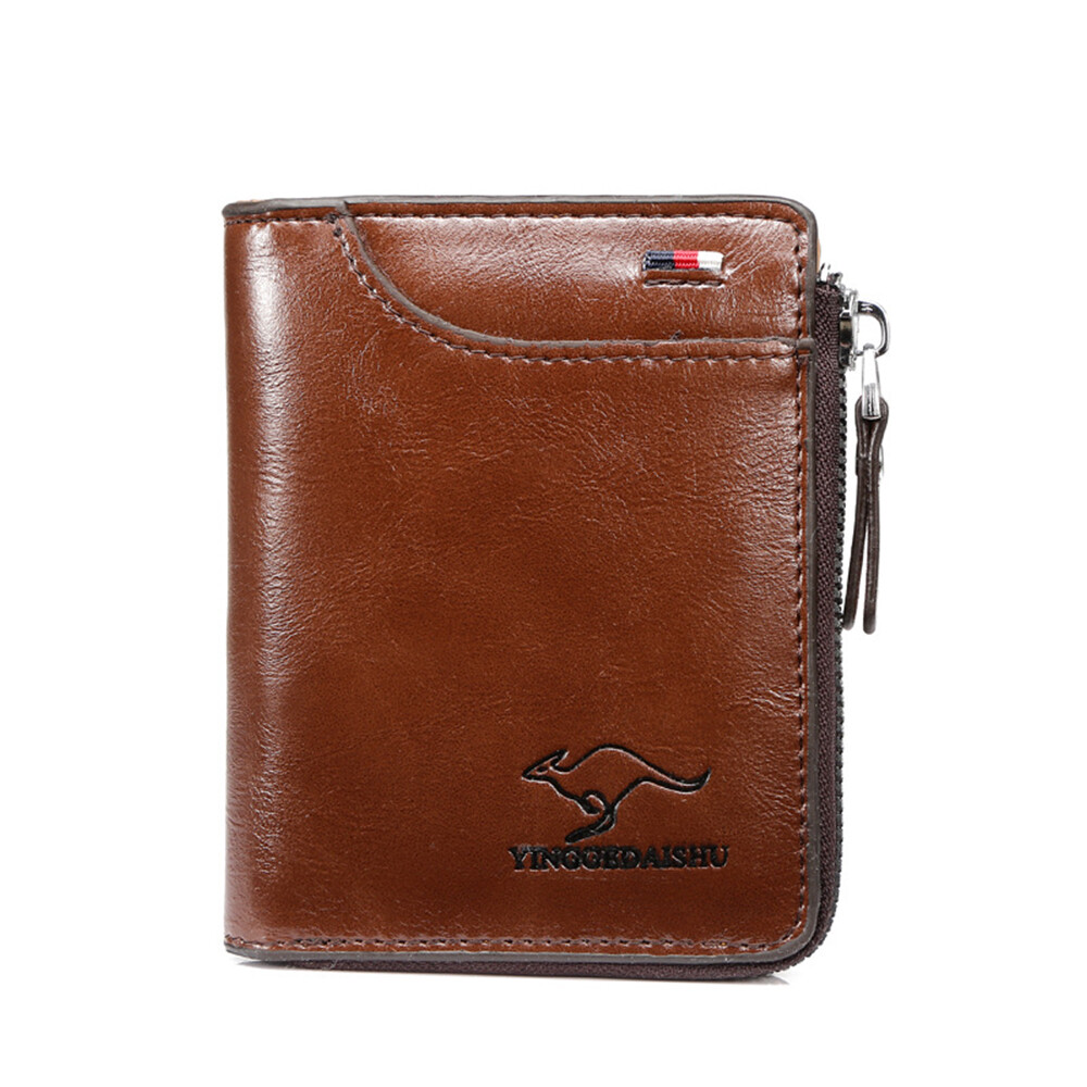 Waterproof Mens RFID Blocking Leather Wallet Credit Card ID Holder Zipper Purse