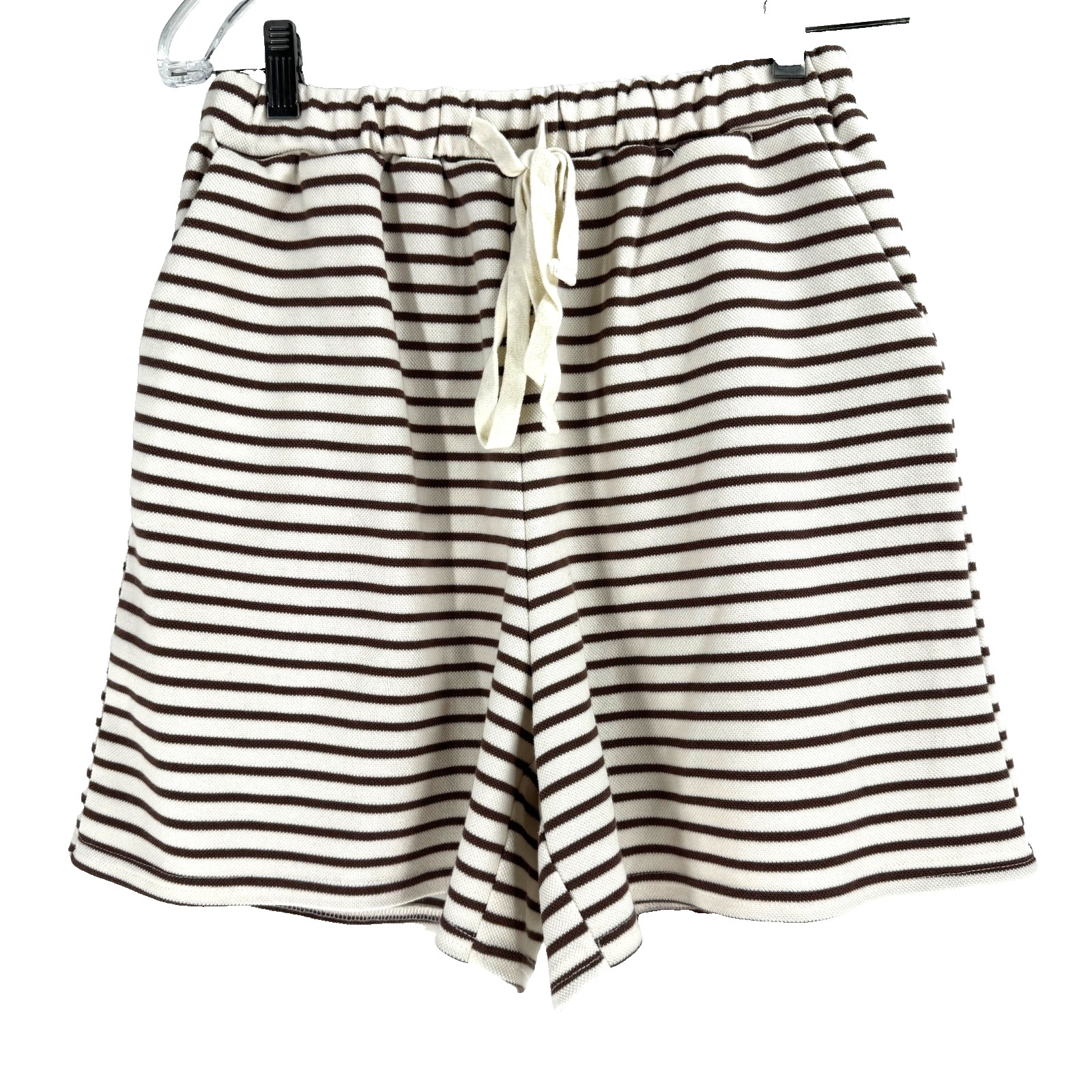 Polagram Texture Knit Fabric Shorts Women’s Medium Brown Striped Beach Coastal