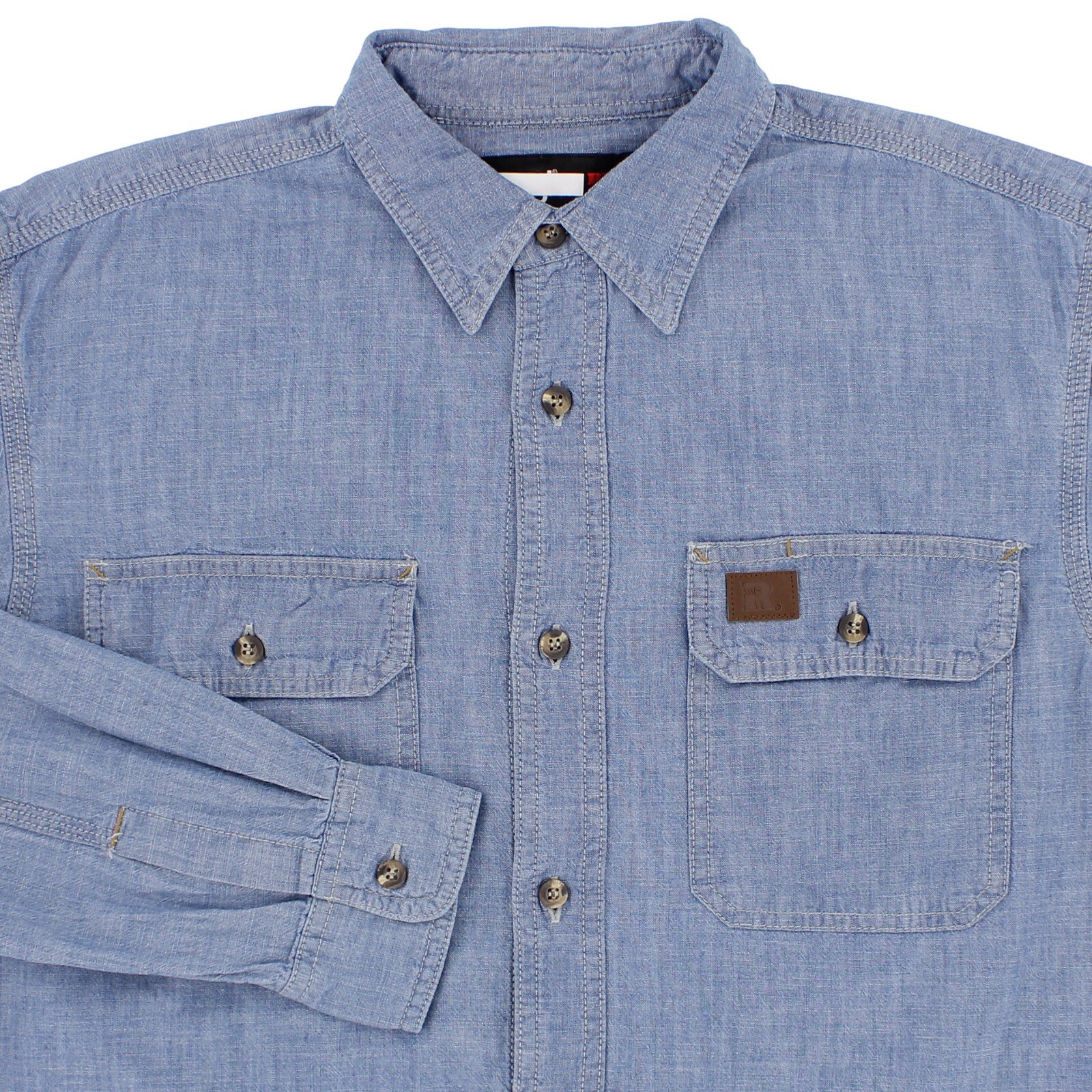 Wrangler RIGGS Workwear Shirt Cotton Denim Long Sleeve Casual Button Up Pockets