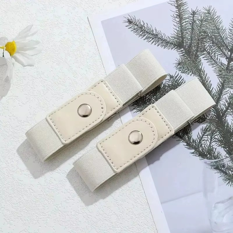 2 Pack No Buckle Elastic Belt Invisible Loop Belt for Jeans Pants*