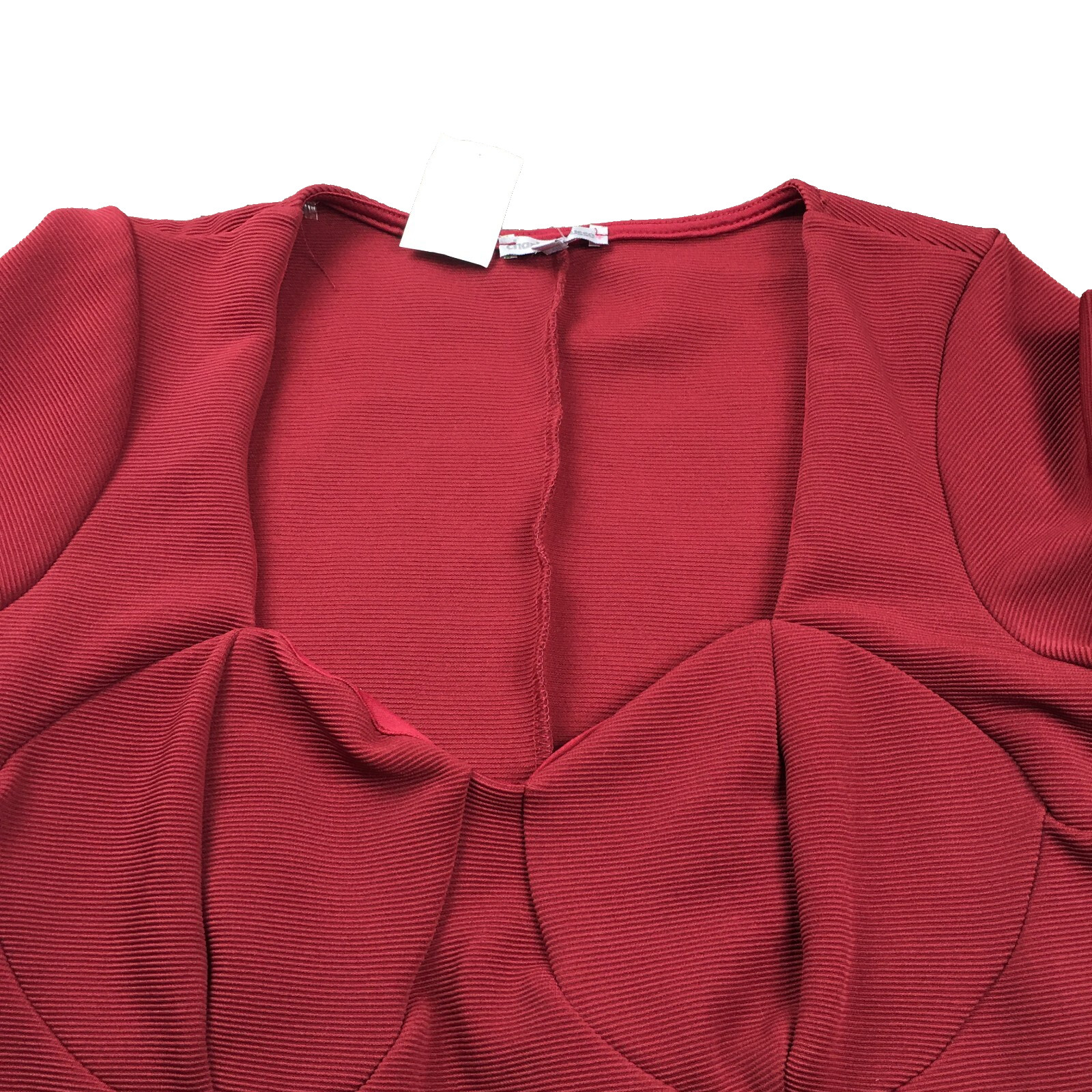 Charlotte Russe Womens Dress Sz 2X Burgundy Ribbed Sweetheart Neck Stretch NWT