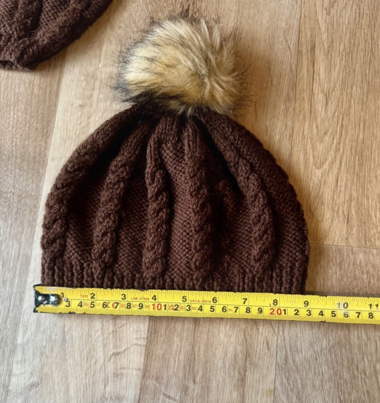 Hand Knitted Toddler Cable Knit Hooded Jumper/Bobble Hat Set Age 2-3 Years Brown