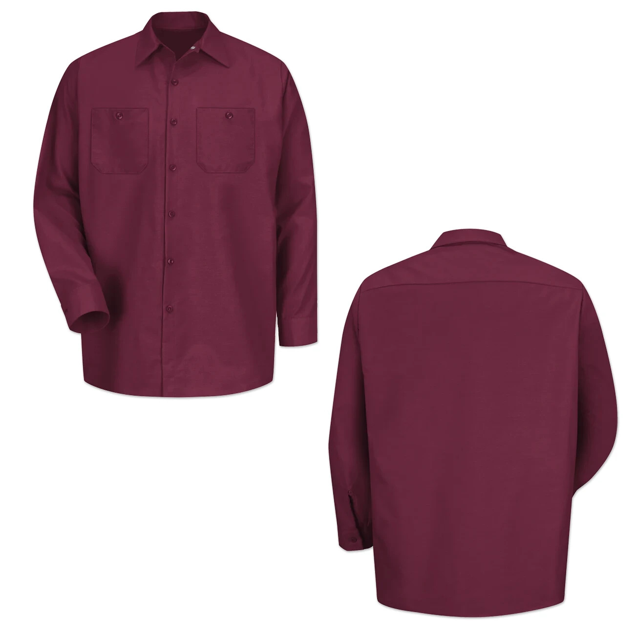 Red Kap Work Shirt Solid Color 2 Pocket Men’s Industrial Uniform Long Sleeve