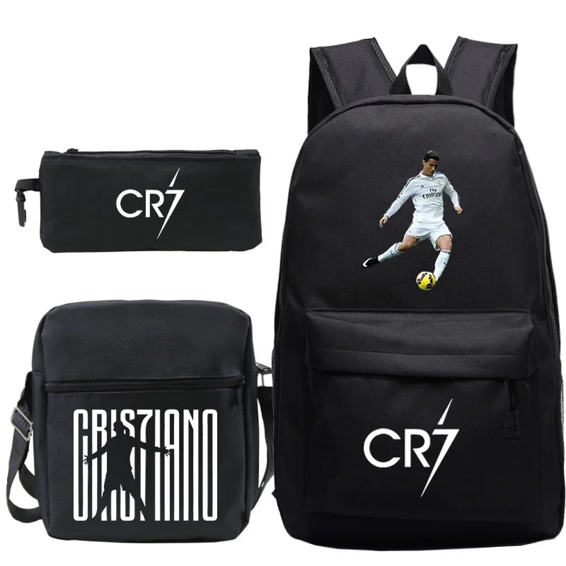 New 3Pcs CR7 Backpacks Simple Style Lightweight Boys Girls School Bags Capacity