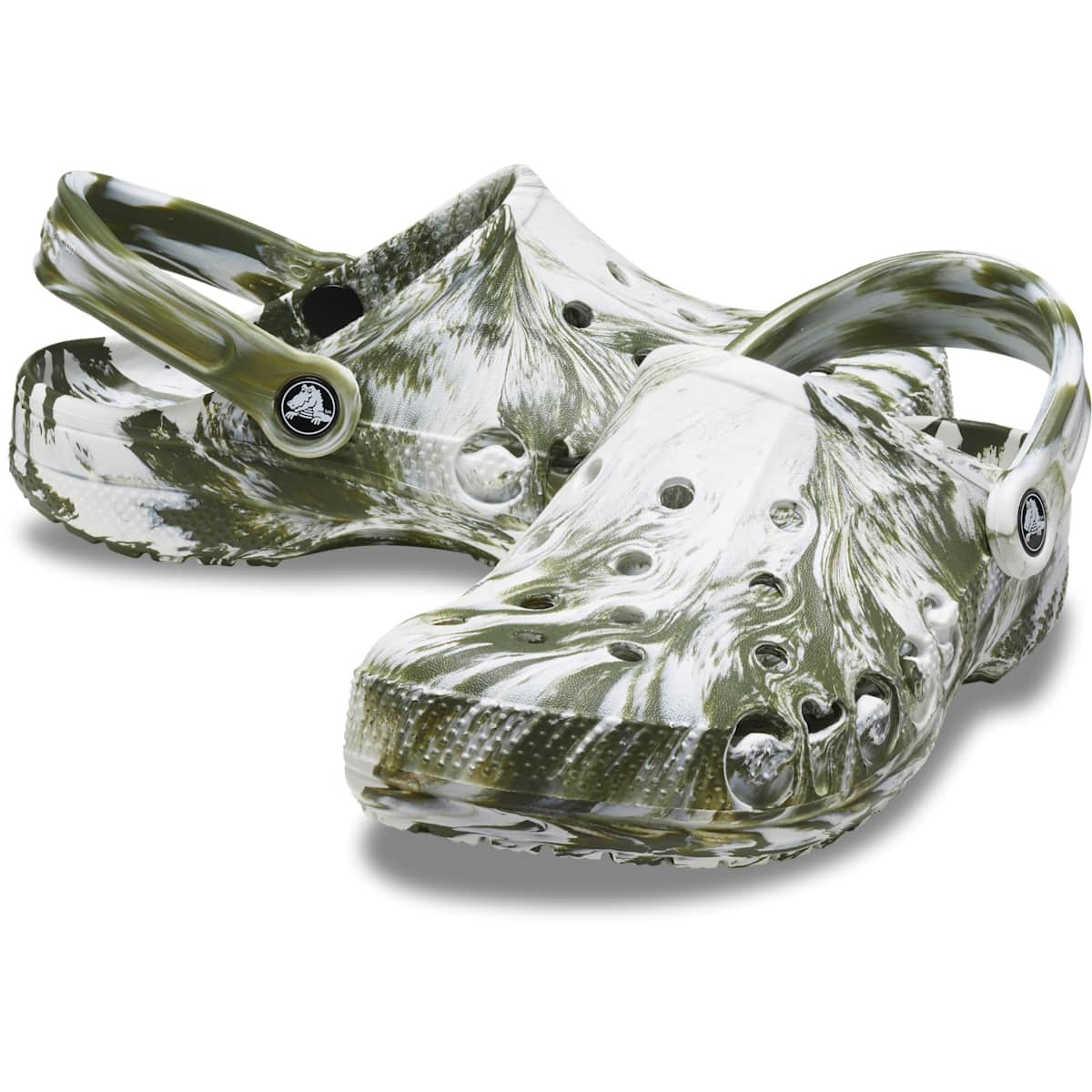 Crocs Baya Marbled Clog – Slip-On, Waterproof, Lightweight, Pivot Heel Strap