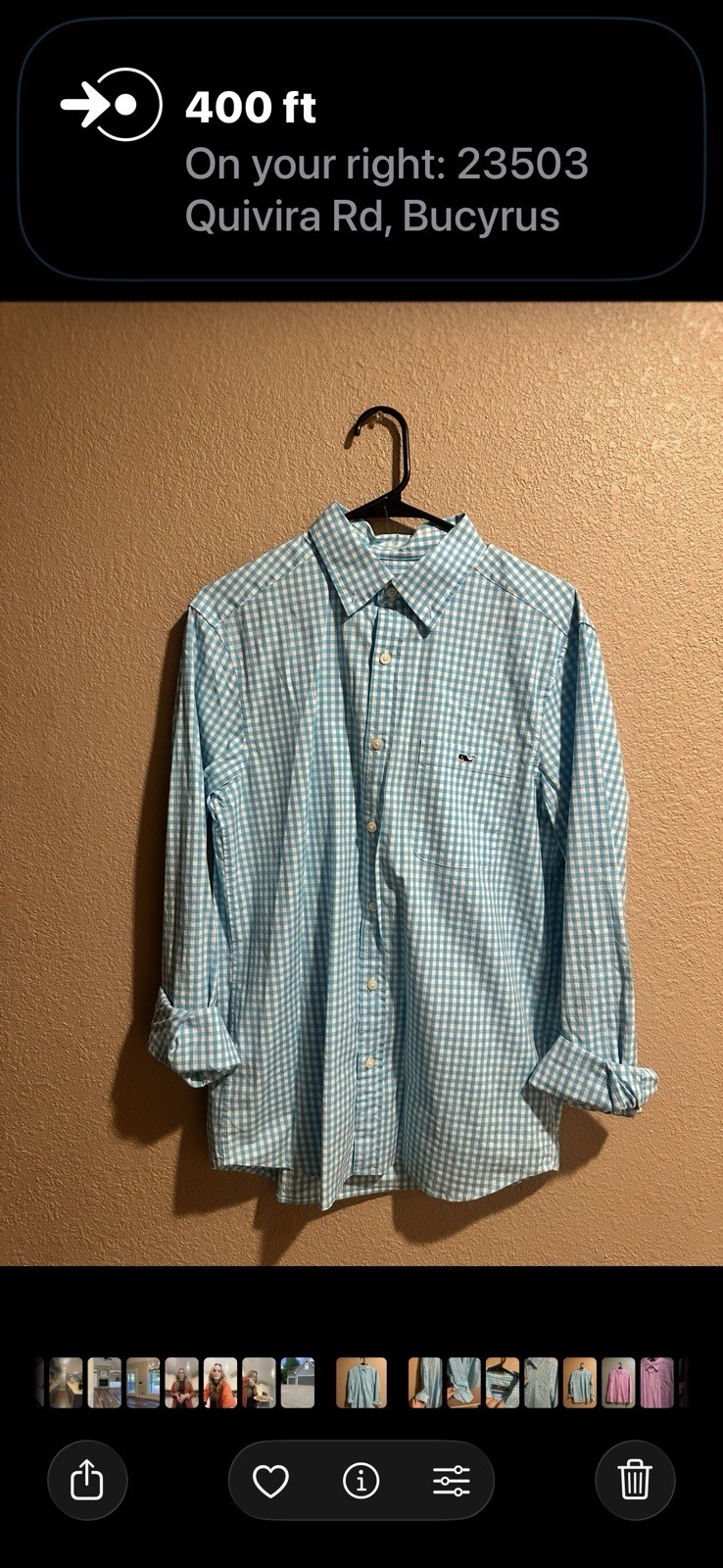 Vineyard Vines Classic Fit Blue/White Check Long Sleeve Button-Down Shirt S
