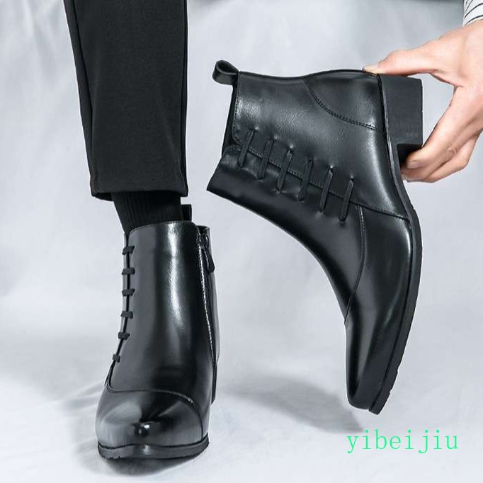 Men’s Chukka Side Lace Ankle Boots Leather Business Banquet Dress Shoes Vintage