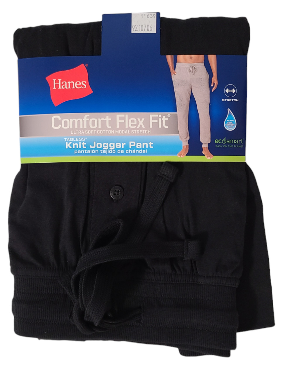 Hanes #11639 NEW Men’s Black Comfort Flex Fit Soft Knit Jogger Sleep Pants