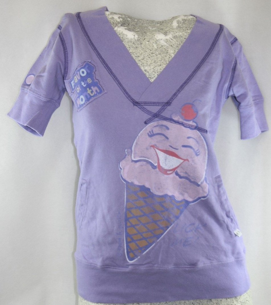 Womens Juniors David & Goliath Lick Me Ice Cream Short Sleeve V Neck Hoodie