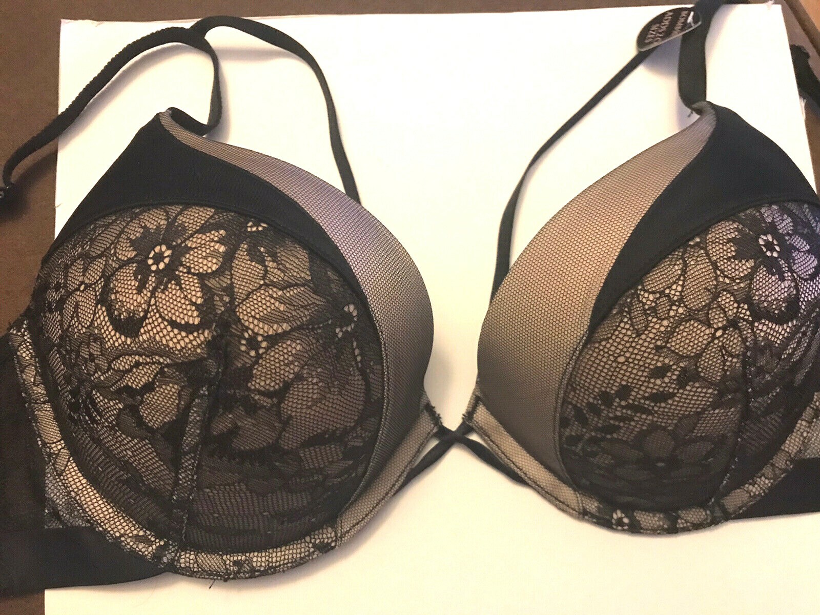 VICTORIA SECRET BOMBSHELL BRA ADD 2 CUP PLUNGE Super Push UP NEW Shine Strap