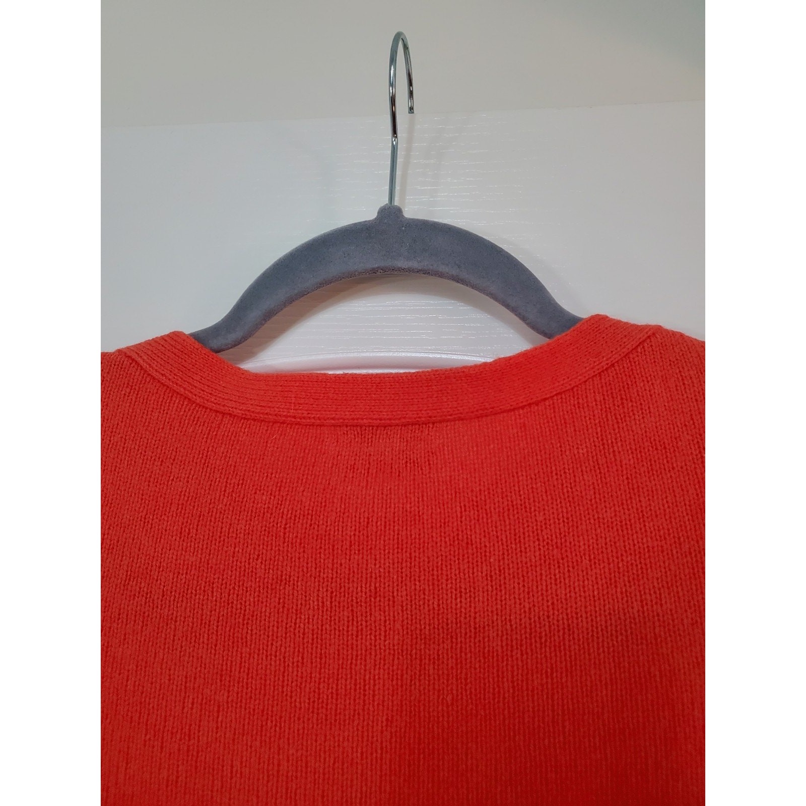 Wallace Merino Wool Rust Orange Shoulder Buttons Tight-Knit Sweater Womens Small