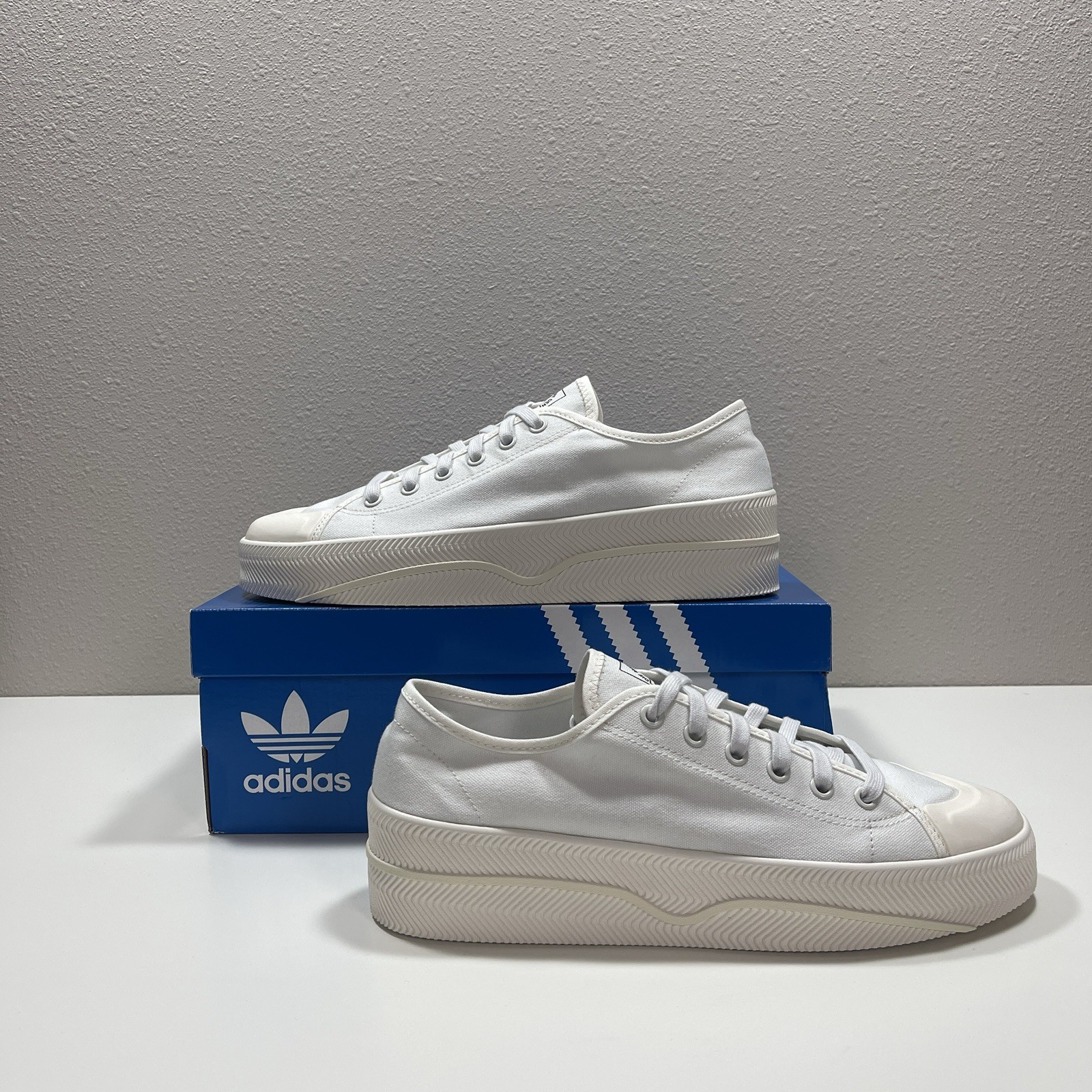 11 adidas Nizza 2 Lo GW4490 White Platform Canvas Sneakers NIB