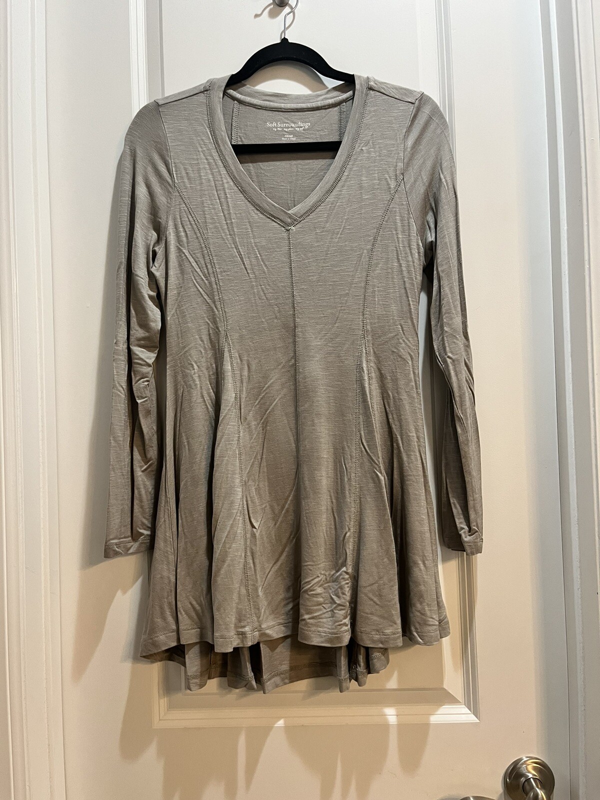 SOFT SURROUNDINGS V-Neck long sleeve Tunic XSmall Gray gore cut