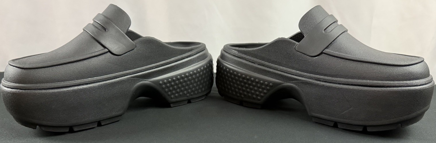 Crocs Stomp Platform Loafer Shoes W7/M5 Black Slip-On Goth Mule Classic Witchy