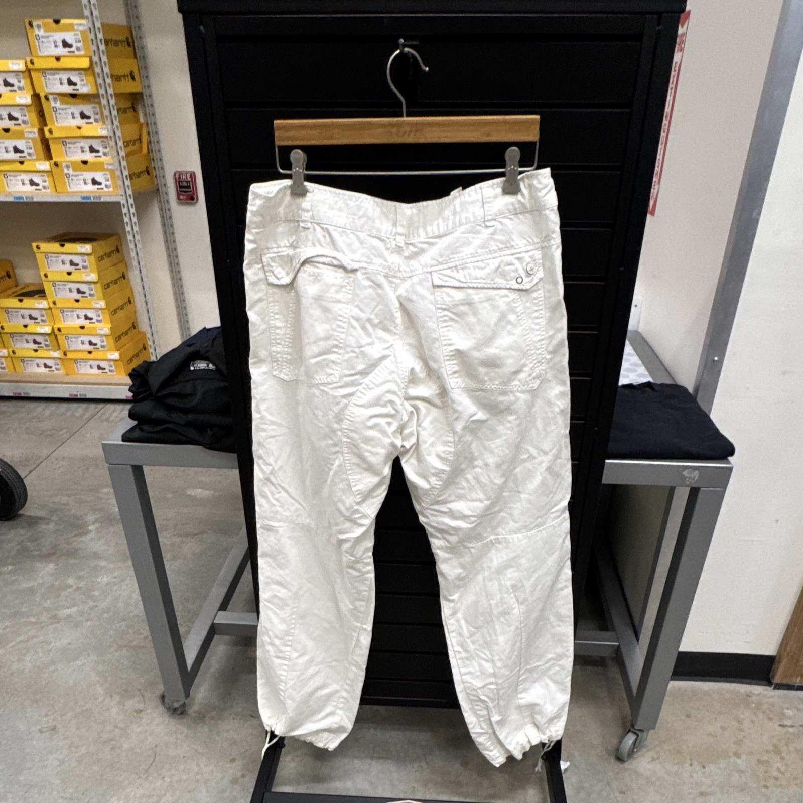Diesel Men’s White Cotton Canvas Cargo Pants Tapered Regular Fit Waist 36