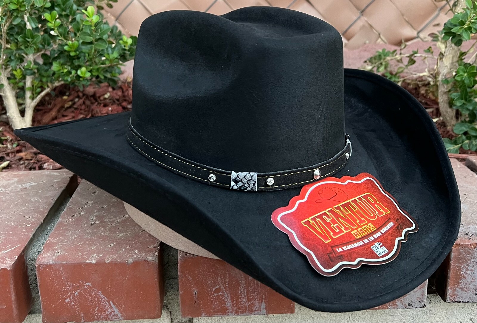 MENS WESTERN COWBOY RODEO HAT BLACK SUEDE STYLE COWBOY RIDING HAT TEXANA VAQUERA