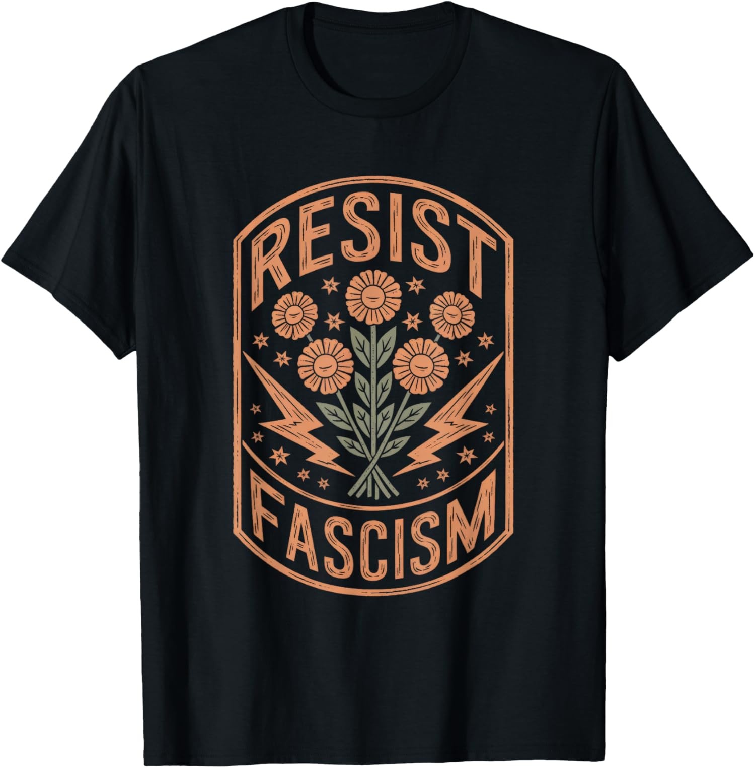 Resist Fascism – Unisex Crew Neck Retro Pure Cotton T-Shirt