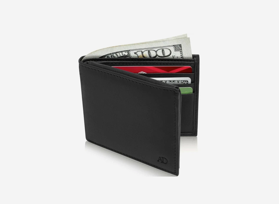 Genuine Leather Minimalist Bifold Wallets For Men RFID Blocking Slim Mens Wallet