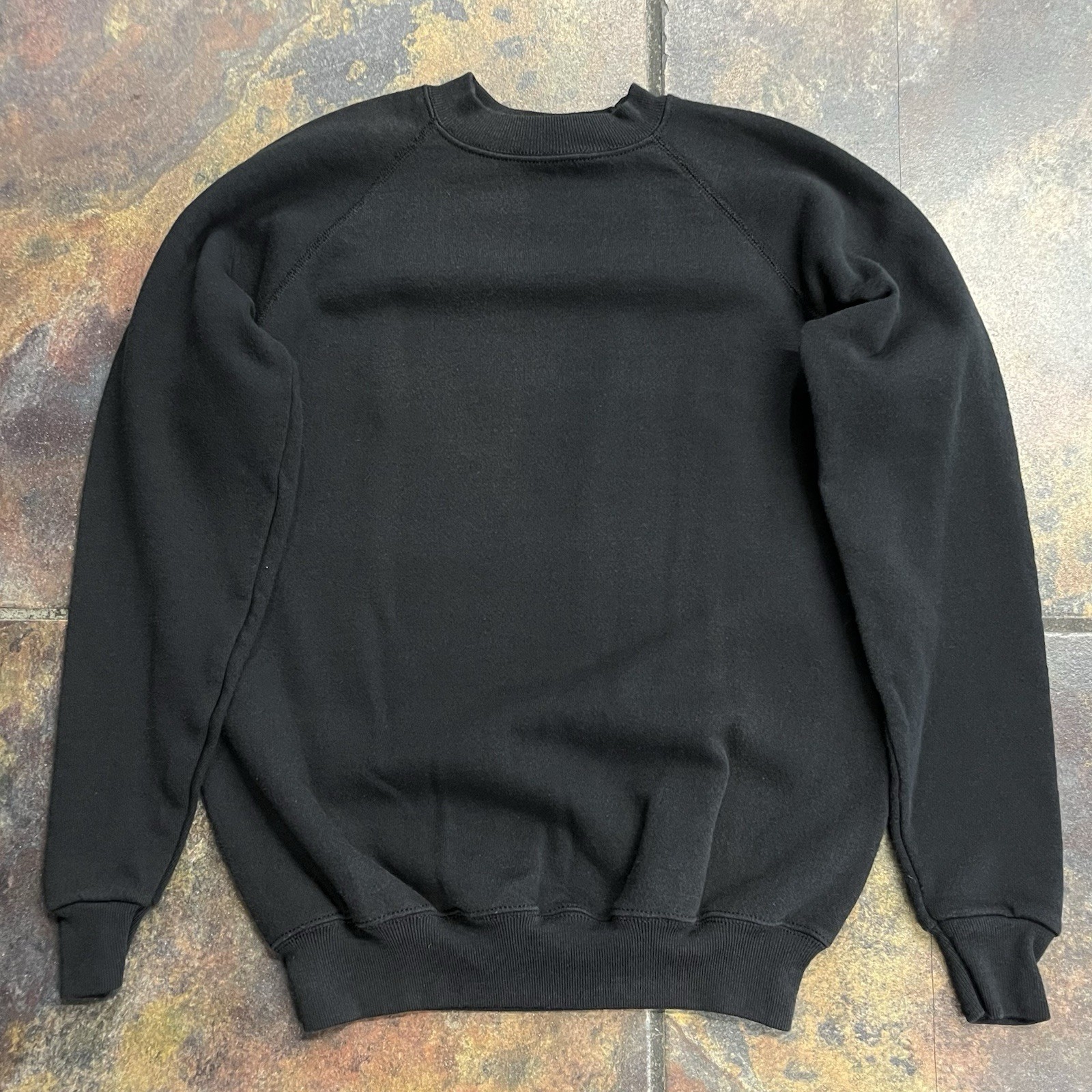 Vintage 80s 90s Hanes 50/50 USA Made Blank Black Raglan Sweatshirt Size M