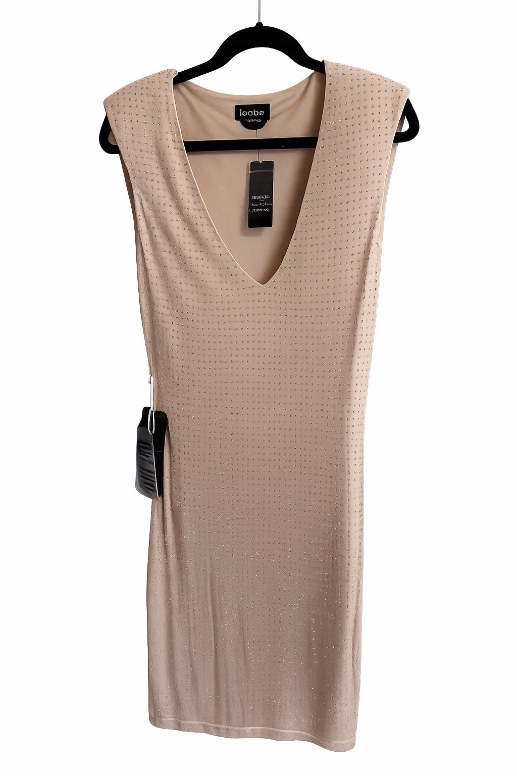 New With Tags! Bebe Studded Shoulder Pad Dress nude color. Bebe Medium (US M)