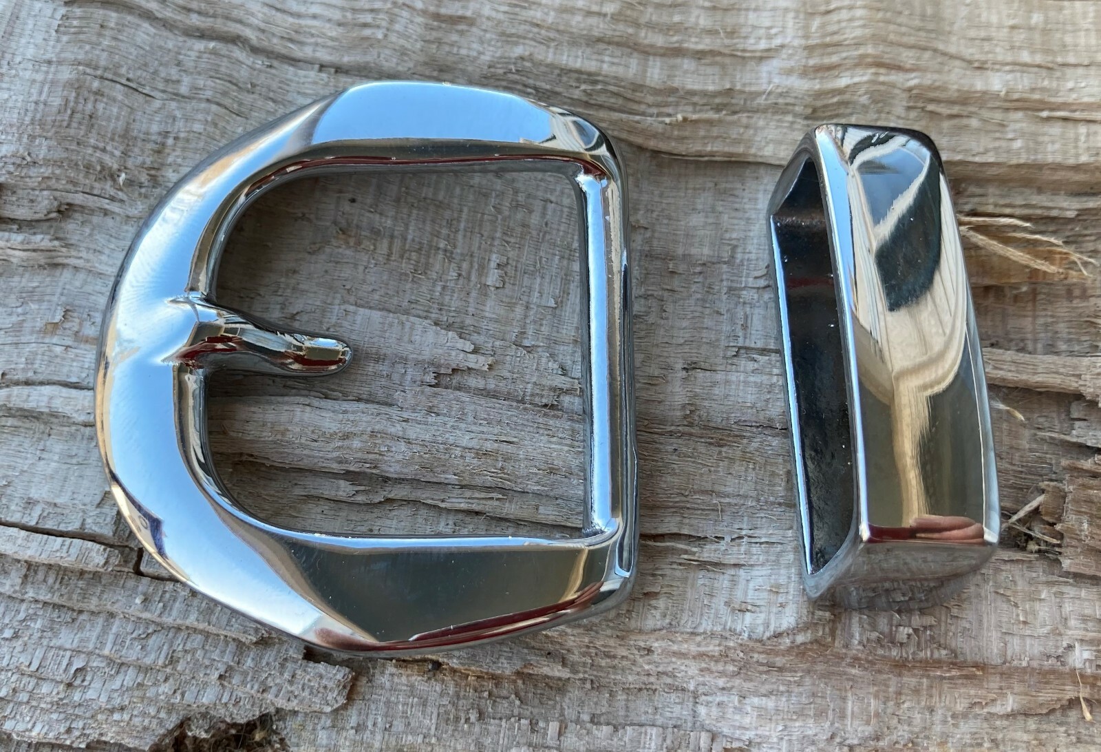 Western/Amish Bright Nickel Solid Brass Belt Buckle Set Buckle,Keeper,Tip 1 1/2″