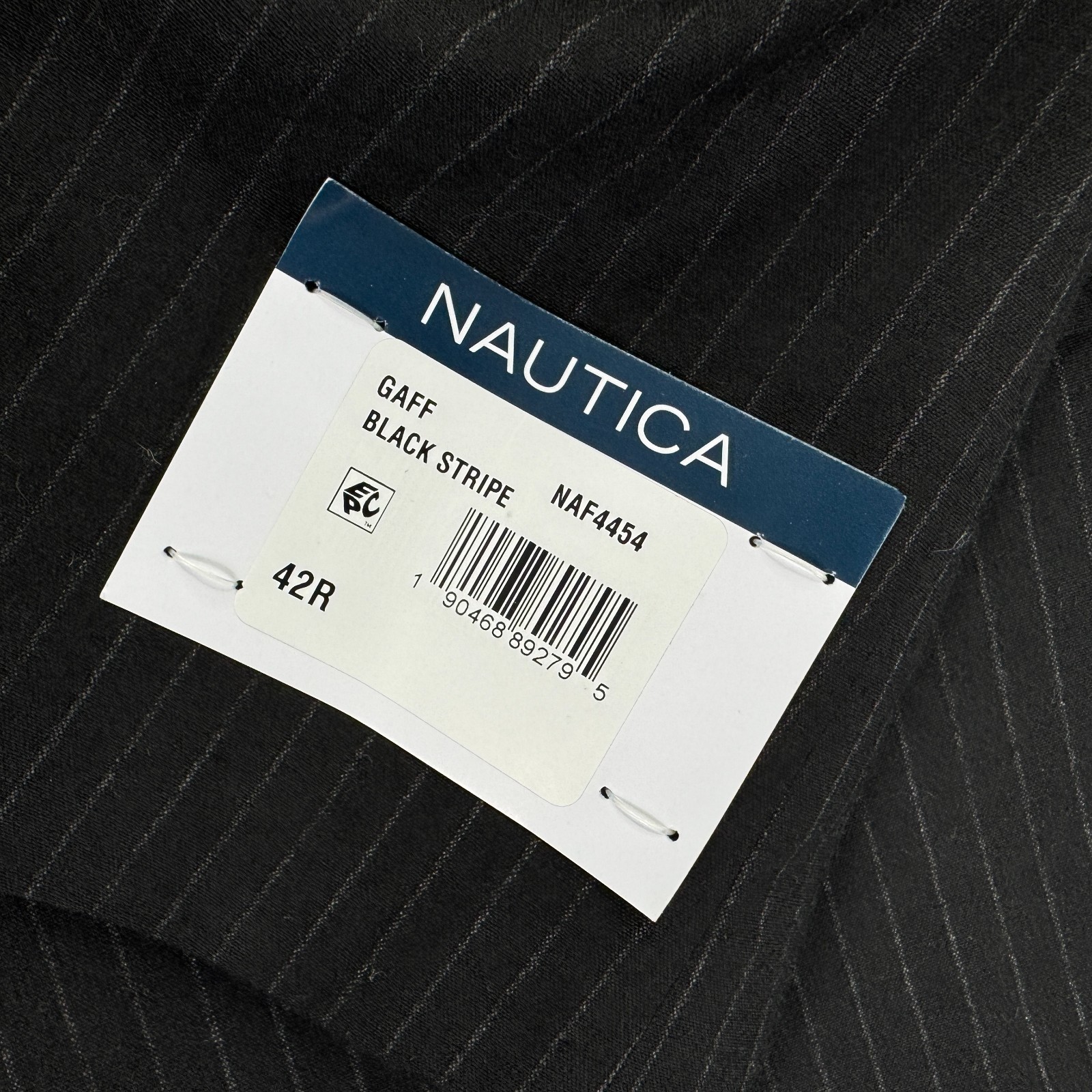 Nautica Mens 2-Piece Modern Fit Active Stretch Pinstripe Suit Black 42R 36W